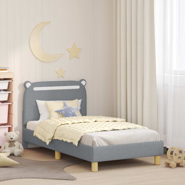 vidaXL Bedframe voor kinderen met hoofdbord Lichtgrijs 80 x 160 cm
