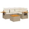 vidaXL 5-delige Loungeset met kussens poly rattan beige