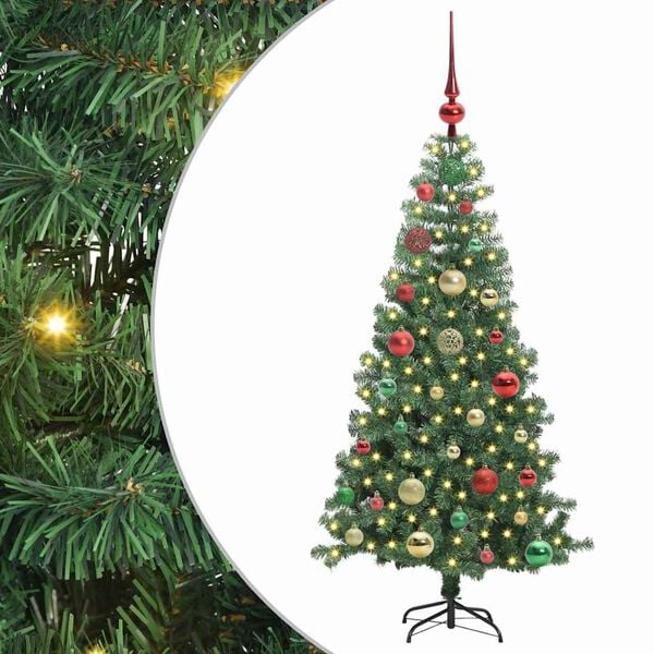 vidaXL Kerstboom met 150 LED met standaard Groen 120 cm PVC