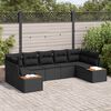 vidaXL Tuinbankenset met kussen met opslag 7 pcs Zwart Polyrattan