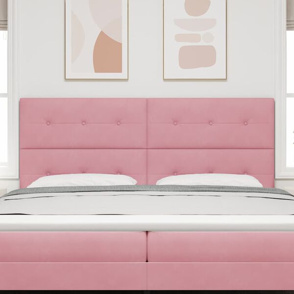 vidaXL LED Hoofdbord met LED-striplichten Roze 200 cm Polyester