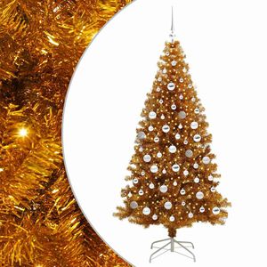 vidaXL Kerstboom met ledverlichting Goud 180 cm PET en staal