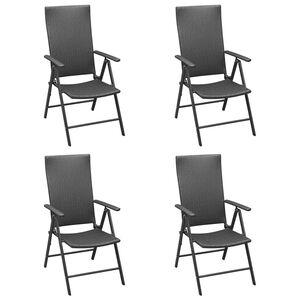 vidaXL Opklapbare stoelen, 4 stuks, van polyrotan, zwart.