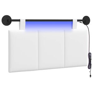 vidaXL Hangend hoofdbord Met LED-verlichting Wit Stof