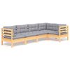 vidaXL 5-delige Loungeset met grijze kussens grenenhout