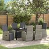 vidaXL Tuin eettafelset met kussen 7 pcs Grijs poly rattan