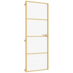 vidaXL Binnendeur smal 76x201,5 cm gehard glas en aluminium goudkleur