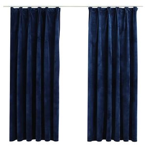 vidaXL Gordijnen verduisterend 2 st met haken 140x175 cm fluweel blauw