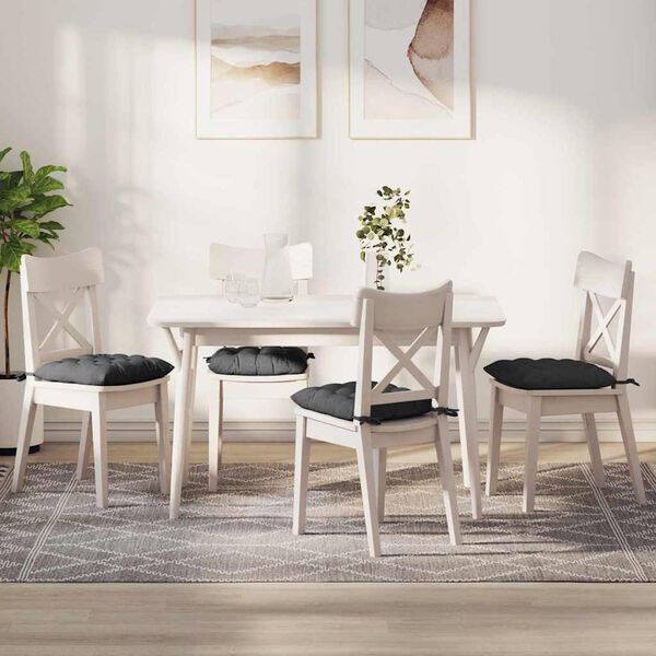 vidaXL Zitkussens 4 pcs Donkergrijs 40 x 40 x 6 cm Katoen Stof