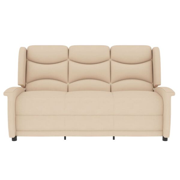 vidaXL Massagestoel 3-zits verstelbaar stof crèmekleurig