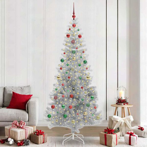 vidaXL Kerstboom met 300 LED met standaard Zilver 240 cm PET