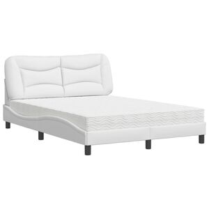 vidaXL Bed met matras "Hvar" kunstleer wit 140x190 cm