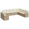 vidaXL 10-delige Loungeset met kussens poly rattan beige