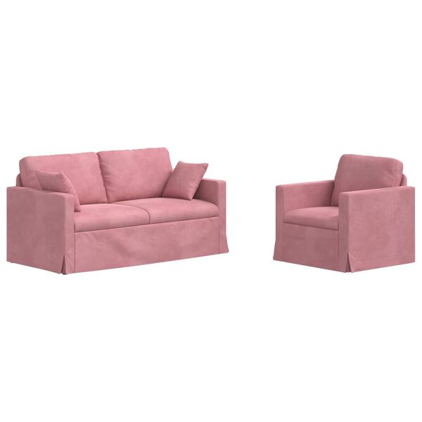 vidaXL Bank 2 pcs Roze 158 x 78 x 80 cm Fluweel