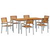 vidaXL Tuin eettafelset 7 pcs Grijs Massief Acaciahout