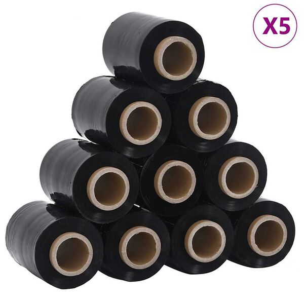 vidaXL Stretchfolies 50 stuks zwart 23 µm 10 cm x 150 m