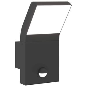 vidaXL Buitenwandlamp LED met sensors gegoten aluminium zwart