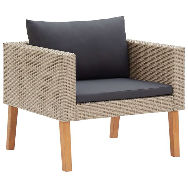 vidaXL 5-delige Loungeset met kussens poly rattan beige