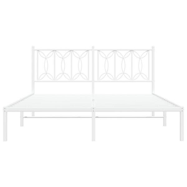 vidaXL Bedframe met hoofdbord metaal wit 150x200 cm