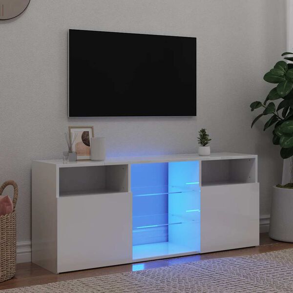 vidaXL Tv-meubel met LED-verlichting 120x30x50 cm hoogglans wit