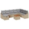 vidaXL Tuinbankenset met kussen met opslag 9 pcs Beige Poly riet
