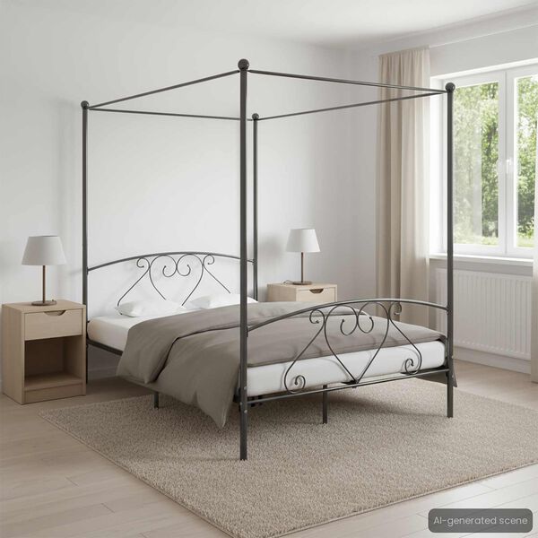 vidaXL Hemelbedframe metaal grijs 140x200 cm