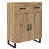 vidaXL Hoge kast Artisan Eiken 69,5 x 34 x 180 cm Bewerkt hout