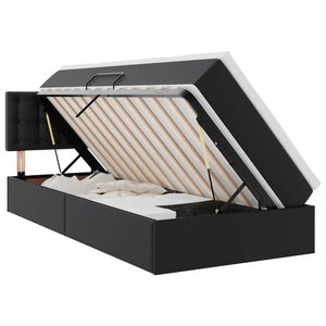 vidaXL Opslag bed met matras met matras Zwart 90 x 190 cm Nep Leer