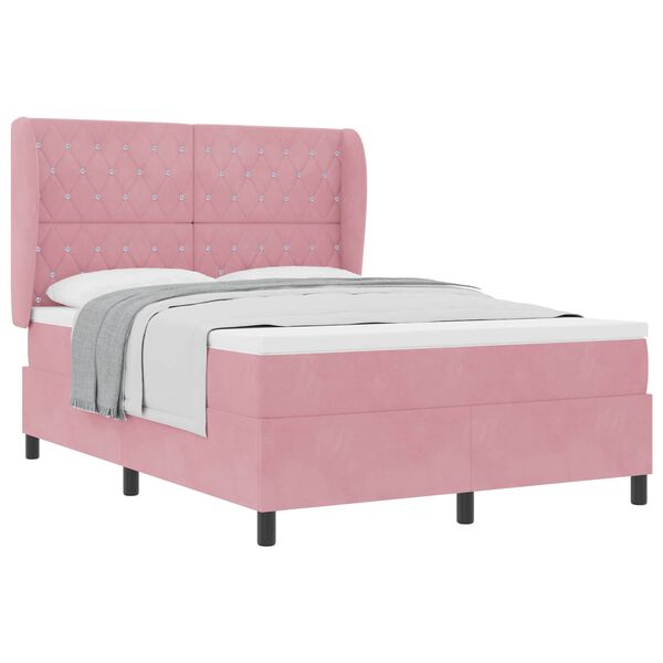 vidaXL Boxspringbed met matras Roze 190 x 140 cm Fluweel