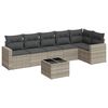 vidaXL 7-delige Loungeset met kussens poly rattan lichtgrijs