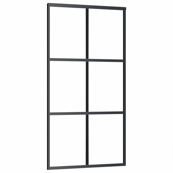 vidaXL Schuifdeur 102x205 cm ESG-glas en aluminium zwart