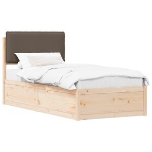 vidaXL Bedframe met Gevoerd Hoofdgedeelte Taupe 100 x 200 cm
