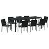 vidaXL Tuin eettafelset 9 st Zwart en Grijs PE Rattan