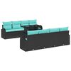vidaXL Tuin Sofa Set met kussen met opslag 9 pcs Zwart Poly Rattan