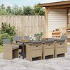 vidaXL Tuin eettafelset 9 pcs Beige poly rattan