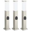 vidaXL Bolderverlichting met stopcontact 3 stuks 50 cm RVS IP44
