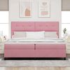 vidaXL LED Box Spring Bed met matras Roze 200 x 200 cm Stof