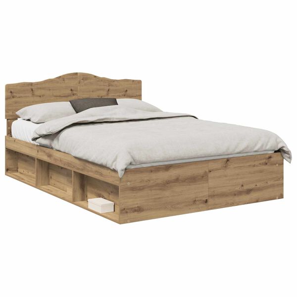 vidaXL Bedframe Ambachtelijk eiken 140 x 200 cm Massief grenenhout