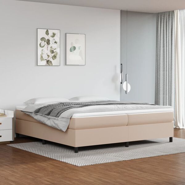 vidaXL Boxspring met matras kunstleer cappuccinokleurig 200x200 cm