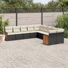 vidaXL 10-delige Loungeset met kussens poly rattan zwart