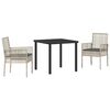 vidaXL Tuin eettafelset 3 st Lichtgrijs poly rattan