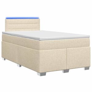 vidaXL Boxspring Bed met Matras en LED Cr&egrave;mekleurig 120 x 200 cm Stof