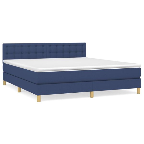 vidaXL Boxspring met matras stof blauw 160x200 cm