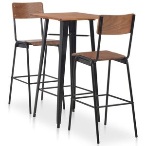 vidaXL 3-delige Barset staal bruin zwart