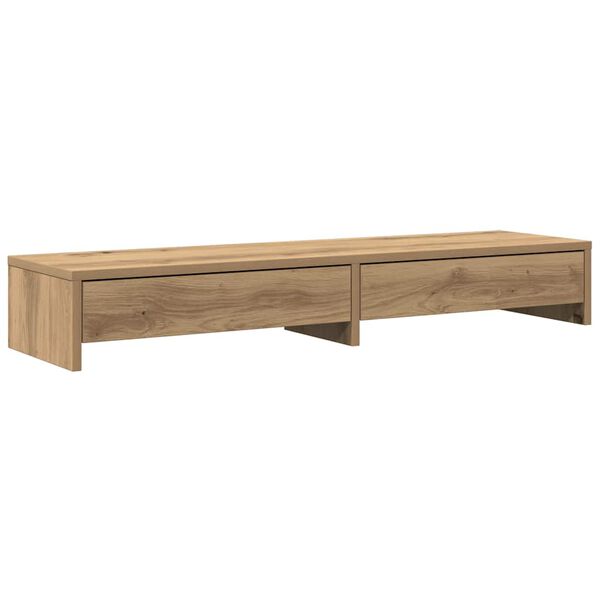 vidaXL Monitorstandaard met lades 100x27x15 cm hout artisanaal eiken
