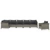 vidaXL 7-delige Loungeset met kussens poly rattan grijs
