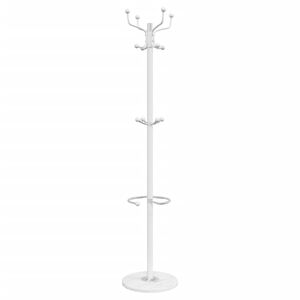 vidaXL Kapstok met parapluhouder 180 cm gepoedercoat ijzer wit
