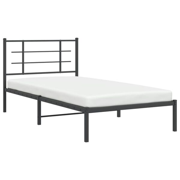 vidaXL Bedframe met hoofdbord metaal zwart 107x203 cm
