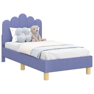 vidaXL Peuterbedframe met hoofdbord Jeans Blauw 70 x 140 cm Stof