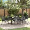 vidaXL Tuin eettafelset met kussen 7 pcs Zwart poly rattan